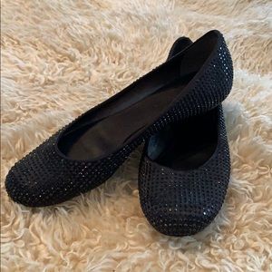 BCBG Max Azria Black Rhinestone Flats